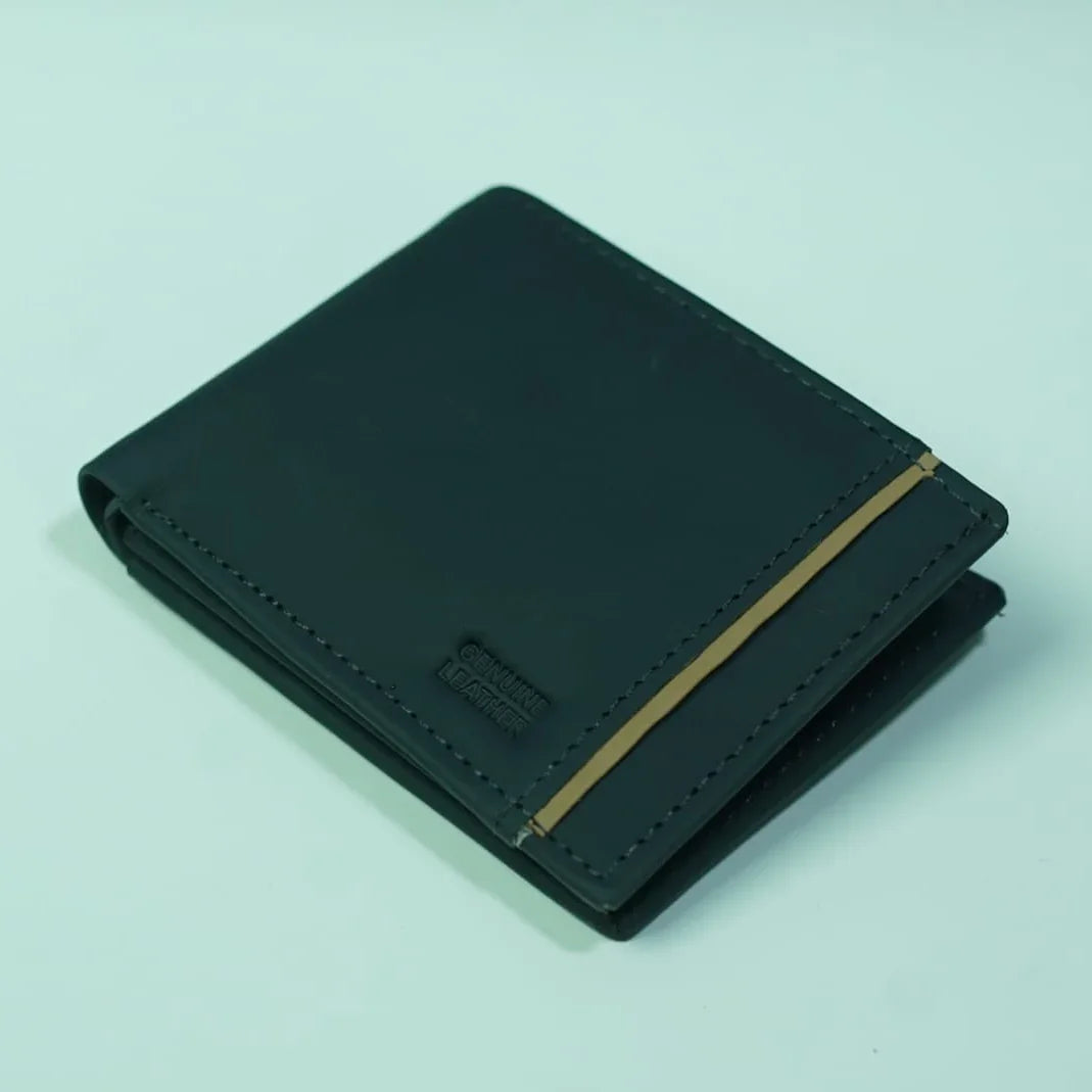 Classic Slim Leather Wallet (Black with Accent Strip)